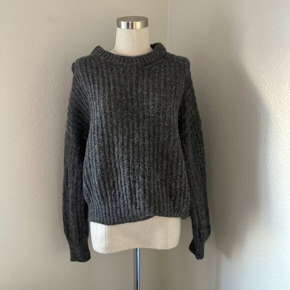 Buck Mason Sweaters - Buck Mason Alpaca Merino Wool Sweater Round Neck Ribbed Knit Slouchy Grey Sz S